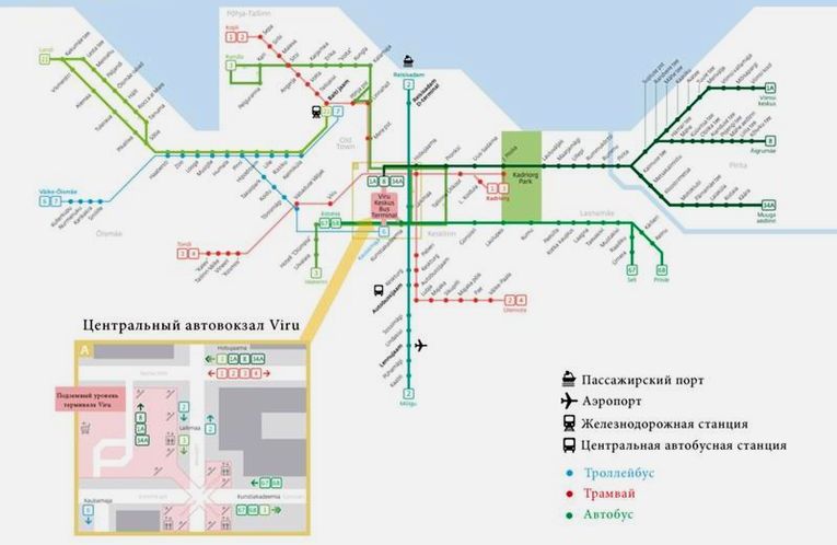 Карта общественного транспорта Таллина